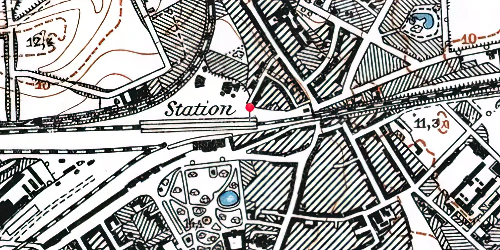 Historisk kort over Odense Banegård Center Historisk kort over Odense Banegård Center