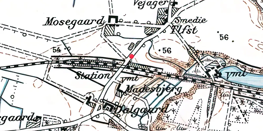 Historisk kort over Naur Holdeplads [1875-1900]