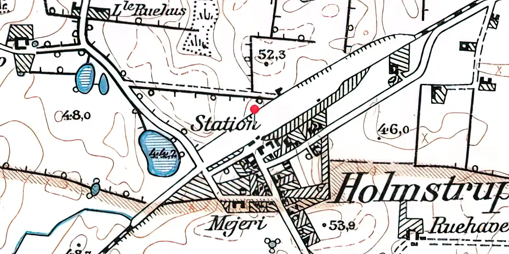 Historisk kort over Holmstrup Station [1890-1973]