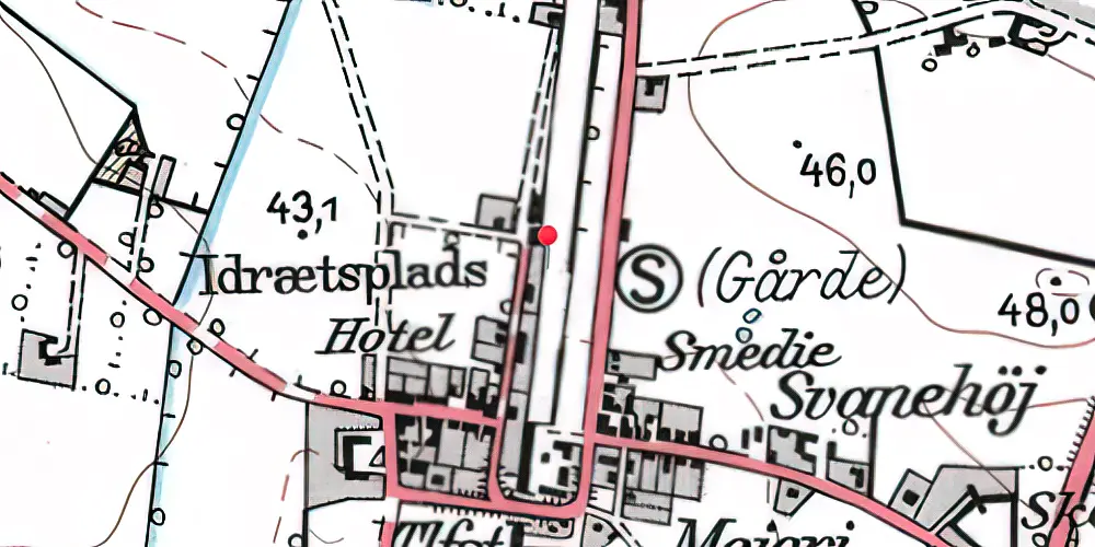 Historisk kort over Gårde Trinbræt Historisk kort over Gårde Trinbræt