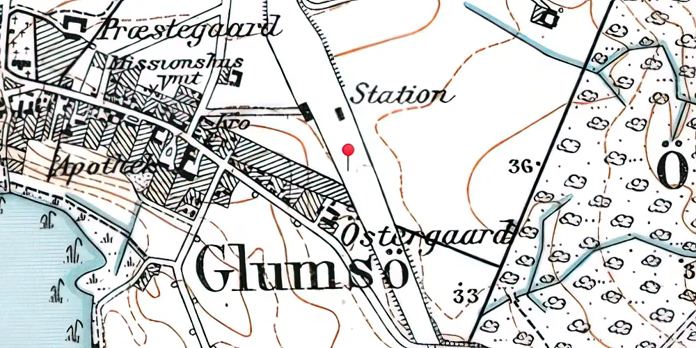 Historisk kort over Glumsø Trinbræt Historisk kort over Glumsø Trinbræt