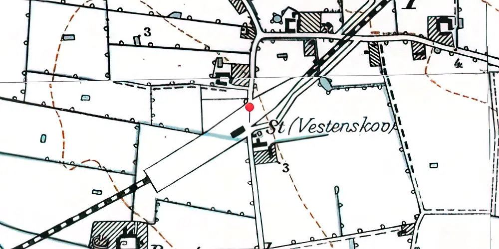 Historisk kort over Vestenskov Station Historisk kort over Vestenskov Station