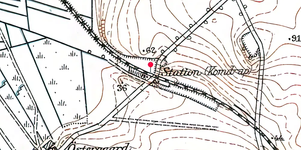 Historisk kort over Komdrup Trinbræt [1900-1905]