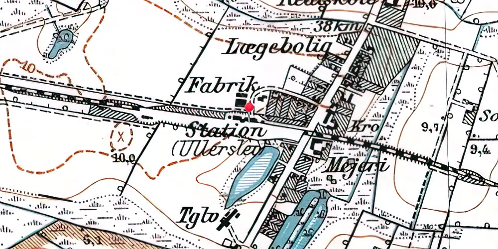 Historisk kort over Ullerslev Teknisk Station Historisk kort over Ullerslev Teknisk Station