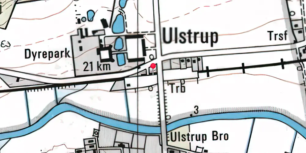 Historisk kort over Ulstrup Station [1870-1974]