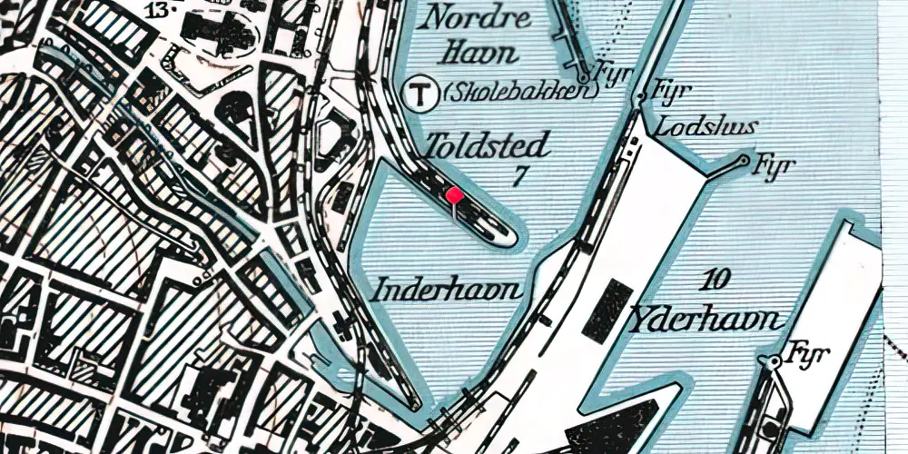 Historisk kort over Aarhus Havnestation Historisk kort over Aarhus Havnestation