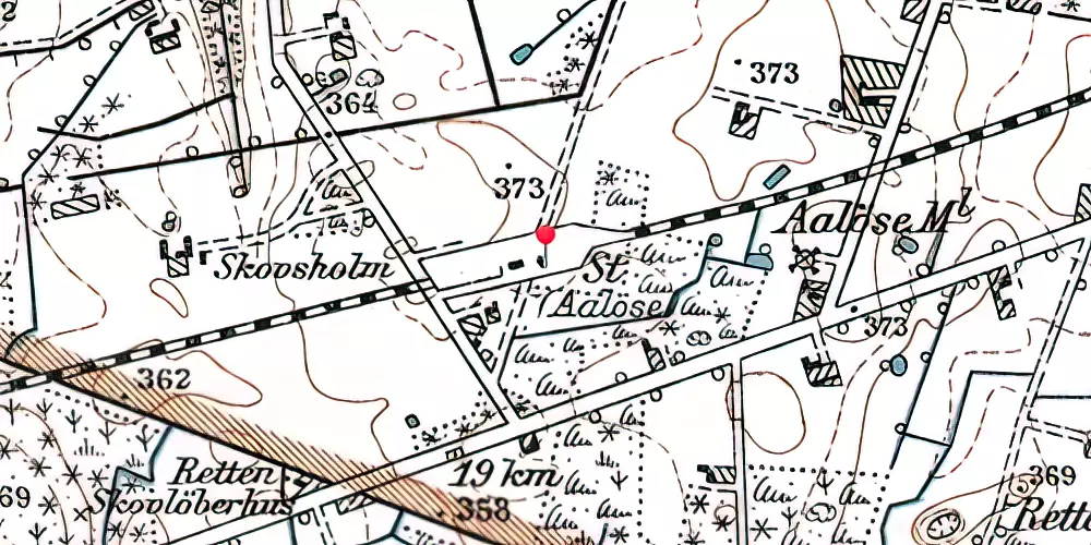 Historisk kort over Åløse Togfølgestation [1916-1921]