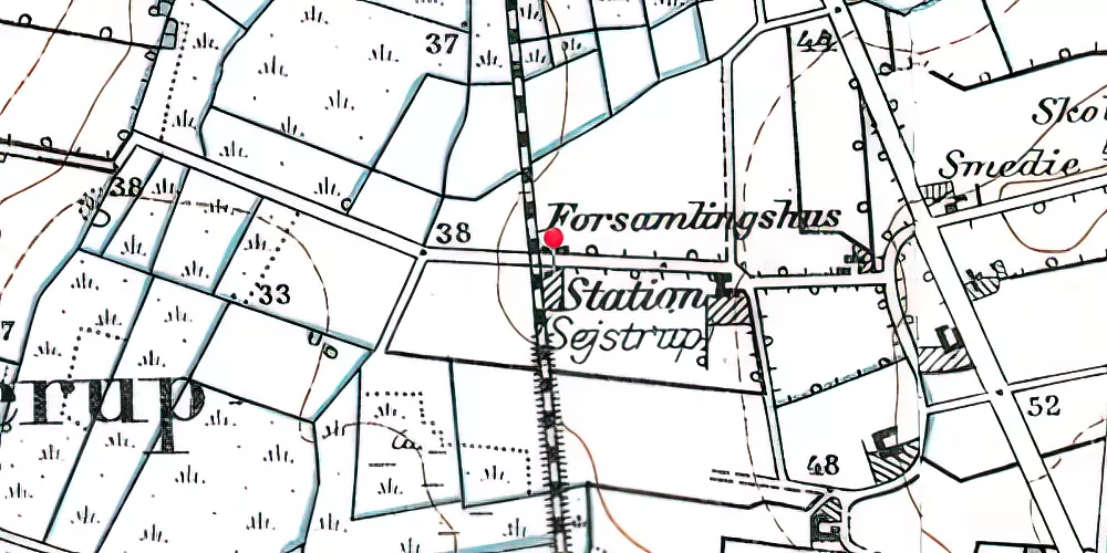 Historisk kort over Sejstrup Billetsalgssted [1875-1917]