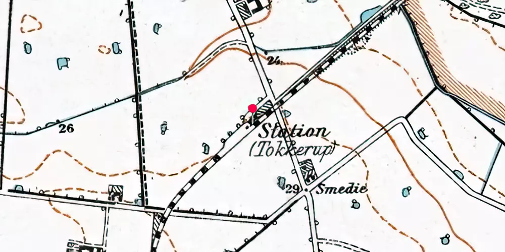 Historisk kort over Tokkerup Trinbræt [1966-1983]