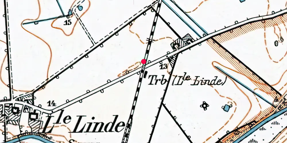 Historisk kort over Lille Linde Trinbræt [1930-1983]