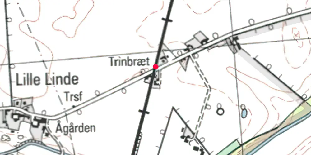 Historisk kort over Lille Linde Trinbræt [1930-1983]