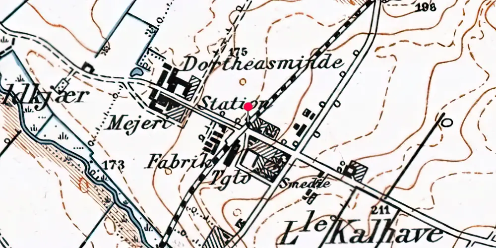 Historisk kort over Dortheasminde Trinbræt med Sidespor [1892-1899]