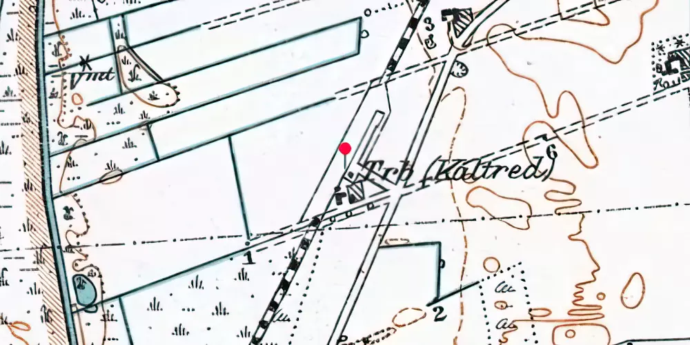 Historisk kort over Kaldred Holdeplads [1919-1950]