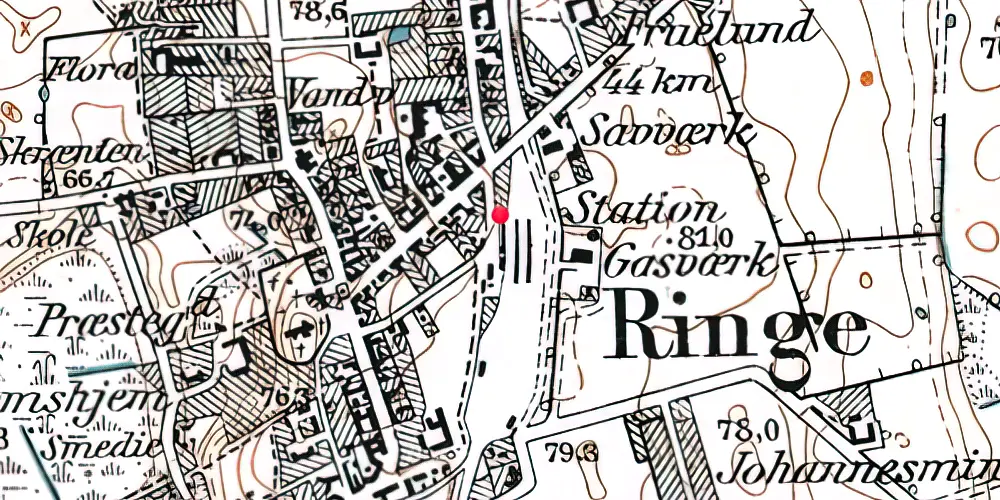 Historisk kort over Ringe Station Historisk kort over Ringe Station