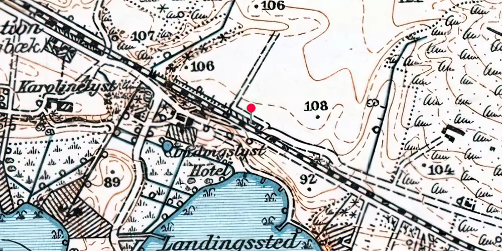 Historisk kort over Svejbæk Holdeplads [1871-1900]