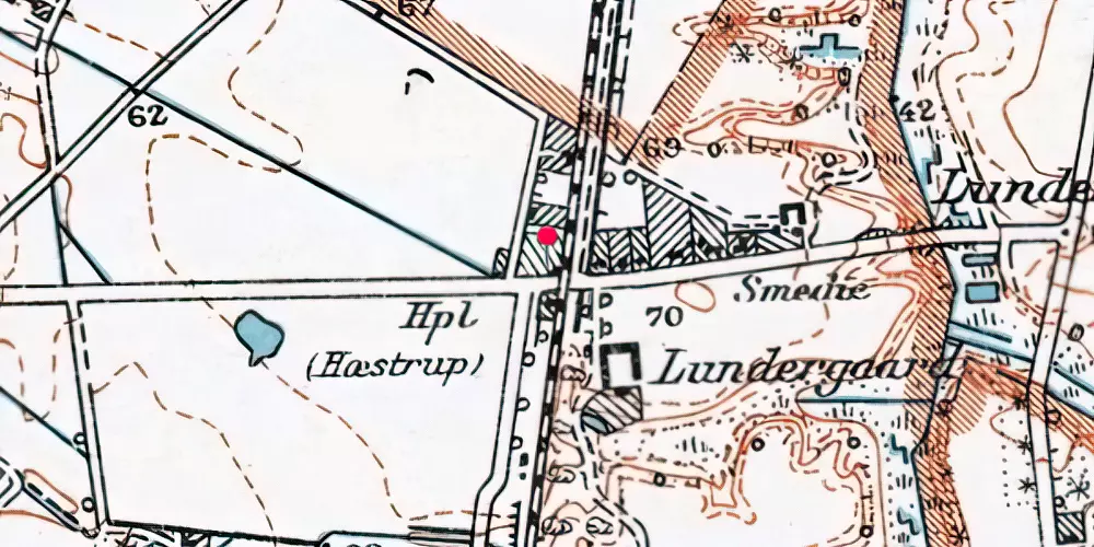 Historisk kort over Hæstrup Billetsalgssted [1873-1917]