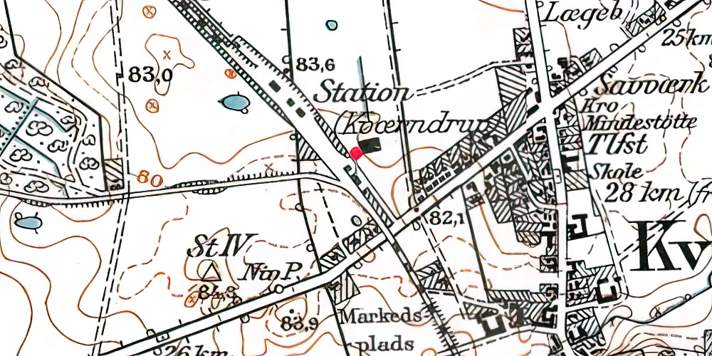 Historisk kort over Kværndrup Station Historisk kort over Kværndrup Station