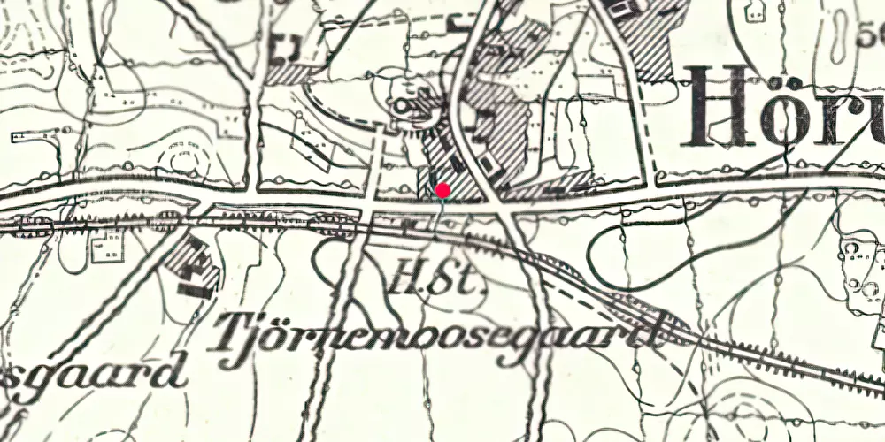 Historisk kort over Kirke-Hørup Station [1898-1961]