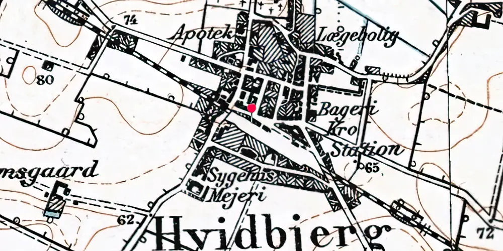 Historisk kort over Hvidbjerg Station [1882-1967]