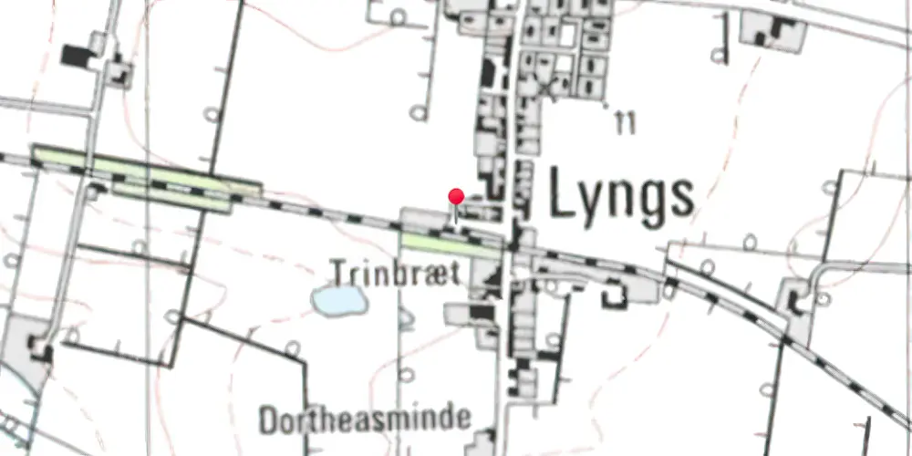 Historisk kort over Lyngs Station [1900-1967]