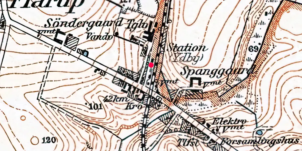 Historisk kort over Ydby Station [1882-1967]