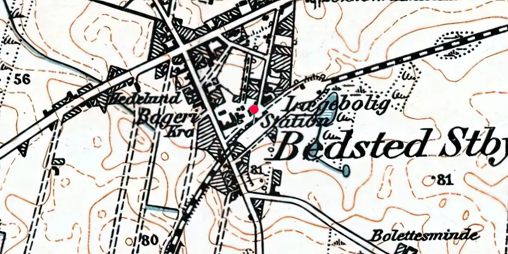 Historisk kort over Bedsted Thy Station [1882-1967]