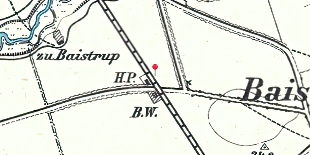 Historisk kort over Bajstrup Holdeplads [1905-1920]