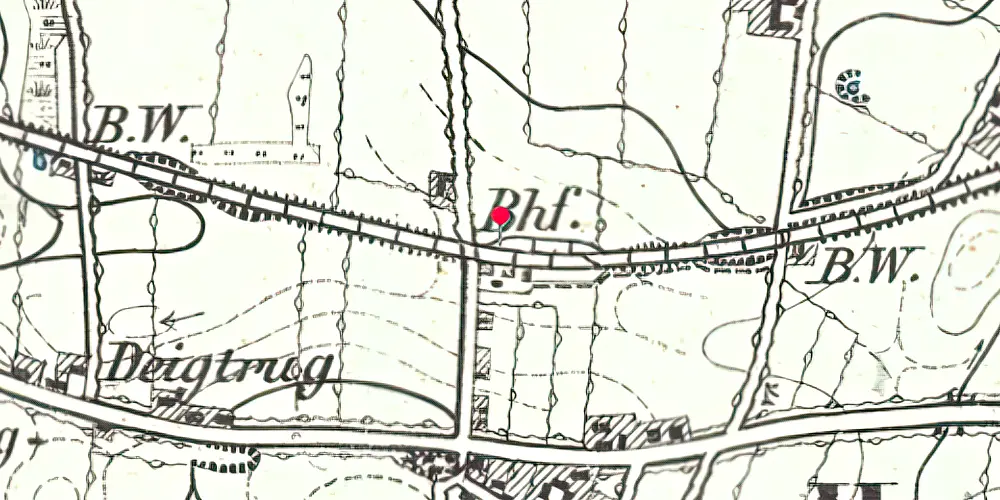 Historisk kort over Hammelev (Sønderjylland) Billetsalgssted med Sidespor [1866-1922]