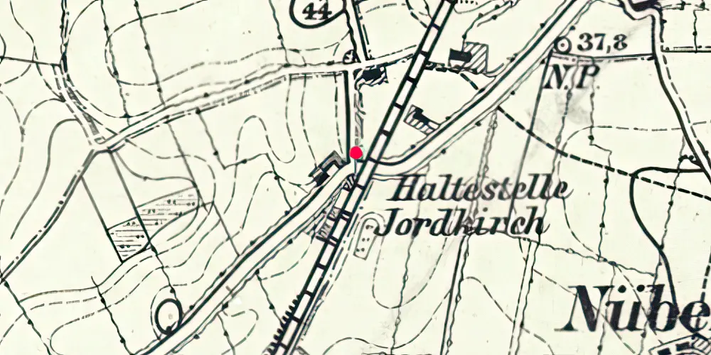 Historisk kort over Hjordkær Station [1914-1920]