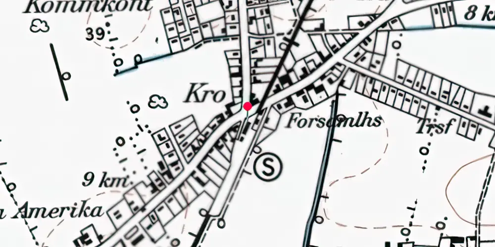 Historisk kort over Hjordkær Station [1914-1920]