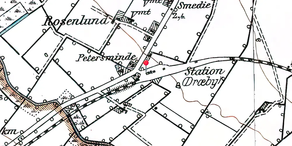 Historisk kort over Dræby Station Historisk kort over Dræby Station