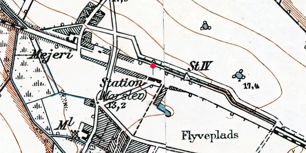 Historisk kort over Marslev Trinbræt