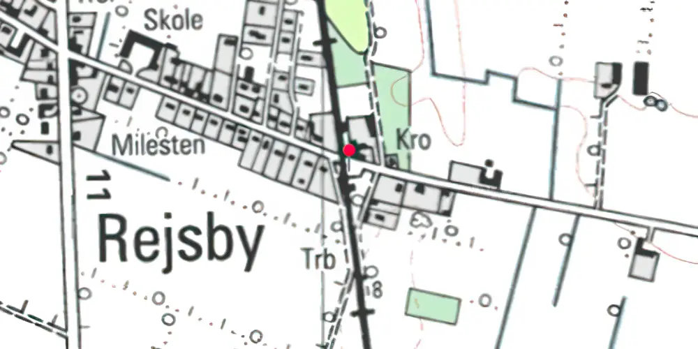 Historisk kort over Rejsby Trinbræt med Sidespor [1962-1970]