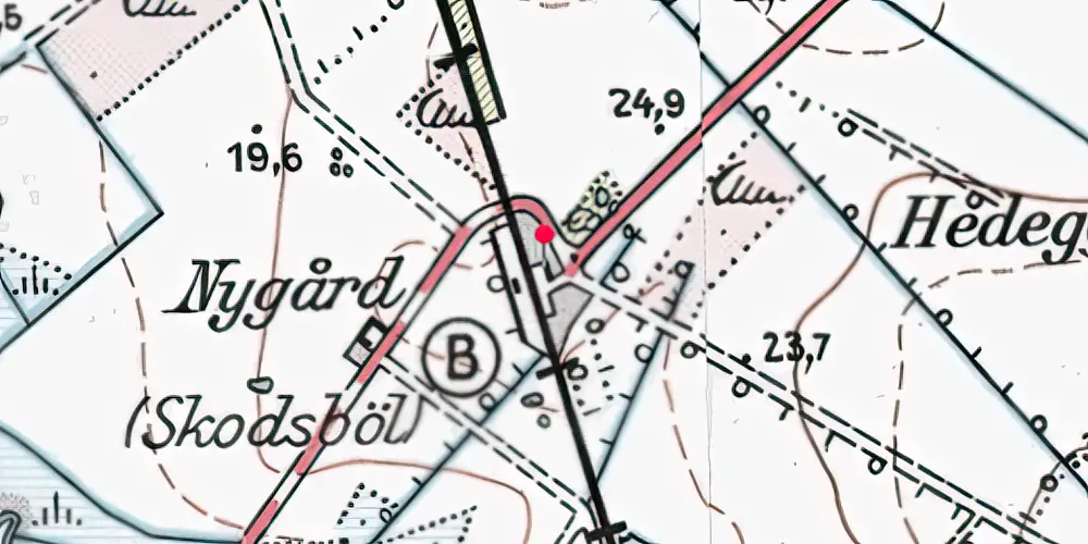 Historisk kort over Skodsbøl Billetsalgssted [1929-1959]