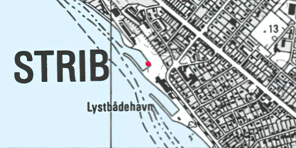 Historisk kort over Strib Færgestation