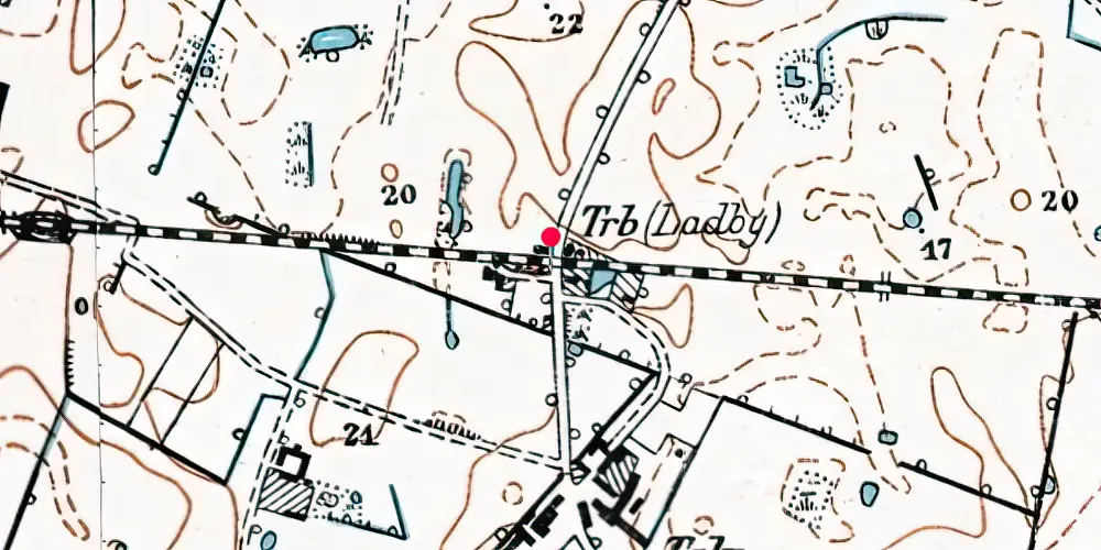 Historisk kort over Ladby Sjælland Trinbræt