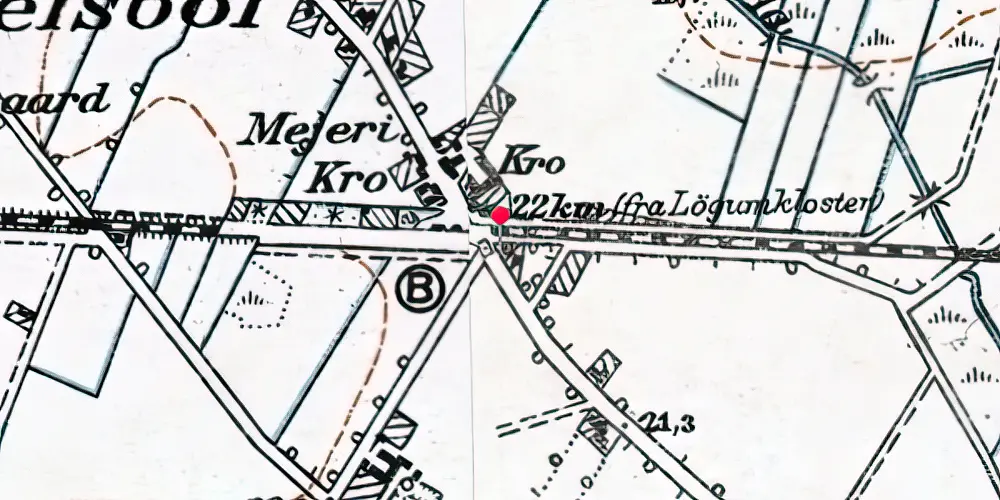 Historisk kort over Agedrup Holdeplads med sidespor [1900-1913]