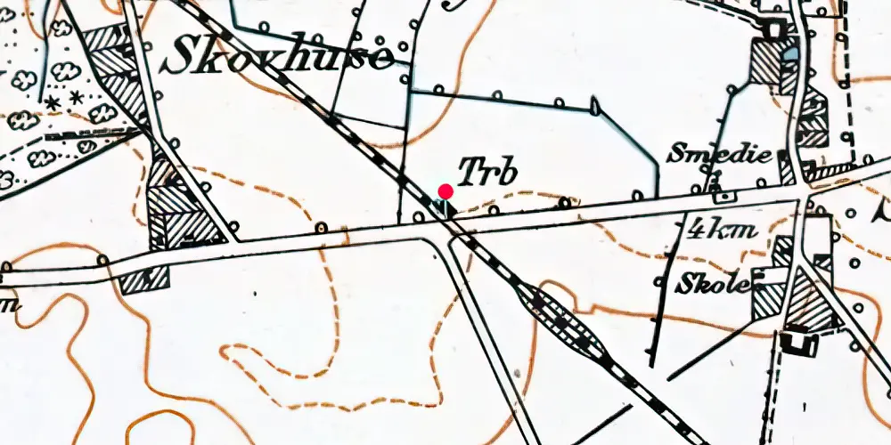 Historisk kort over Sønder Vedby Trinbræt [1928-1965]