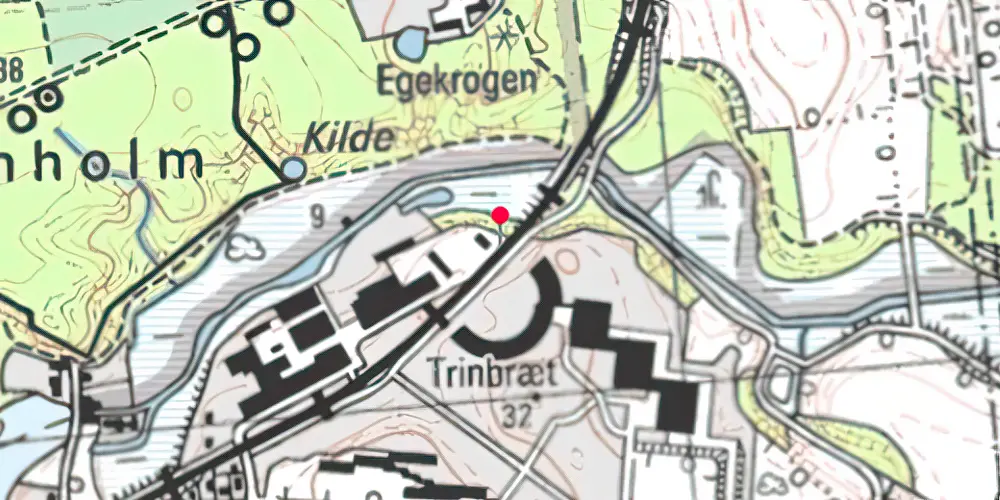 Historisk kort over Ravnholm Papirfabrik Firmaspor [1926-1932]