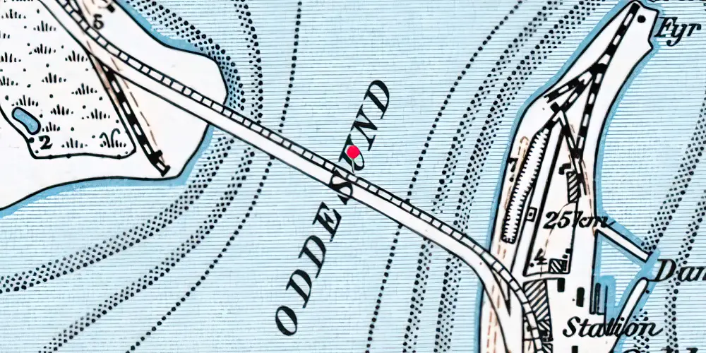 Historisk kort over Oddesundbroen Jernbanebro