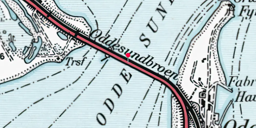 Historisk kort over Oddesundbroen Jernbanebro Historisk kort over Oddesundbroen Jernbanebro
