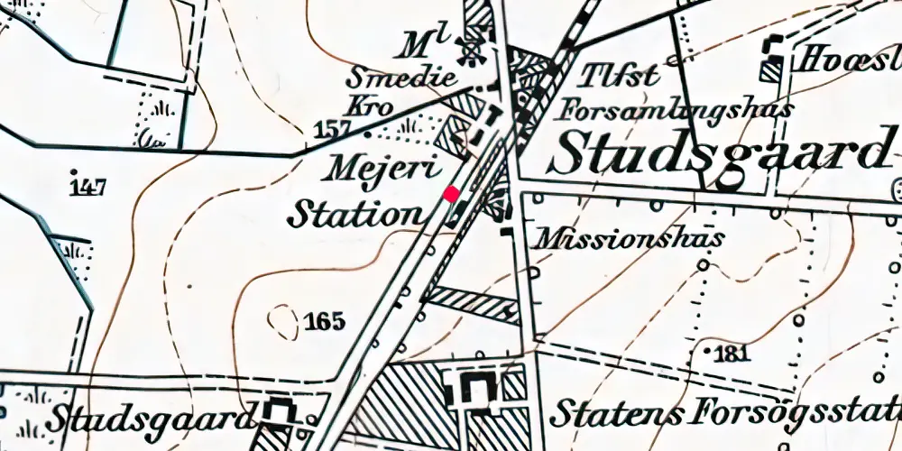 Historisk kort over Studsgård Station [1881-1964]