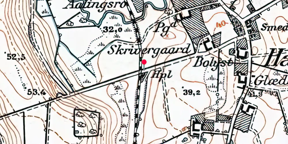 Historisk kort over Hågerup Billetsalgssted [1882-1957]