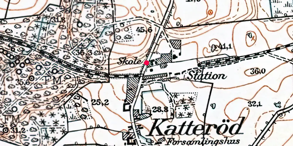 Historisk kort over Katterød Trinbræt [1882-1883]