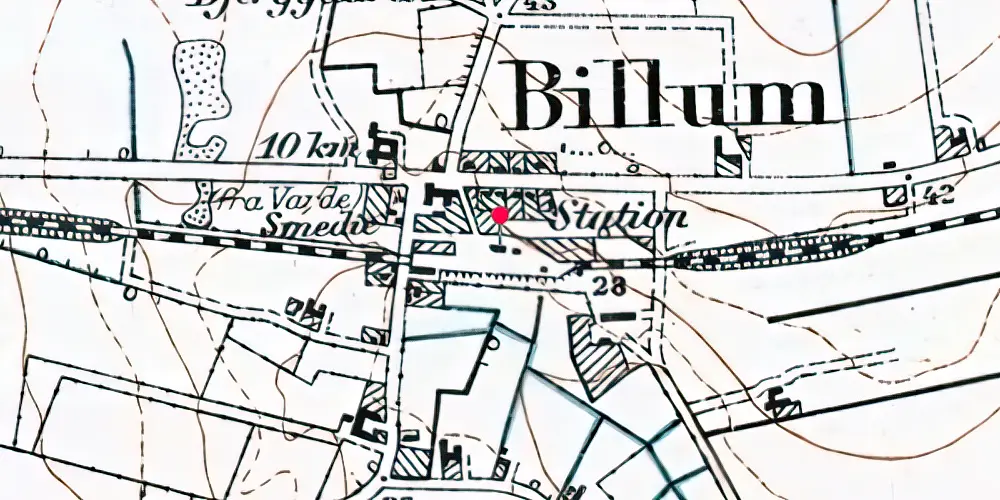 Historisk kort over Billum Station [1903-2002]