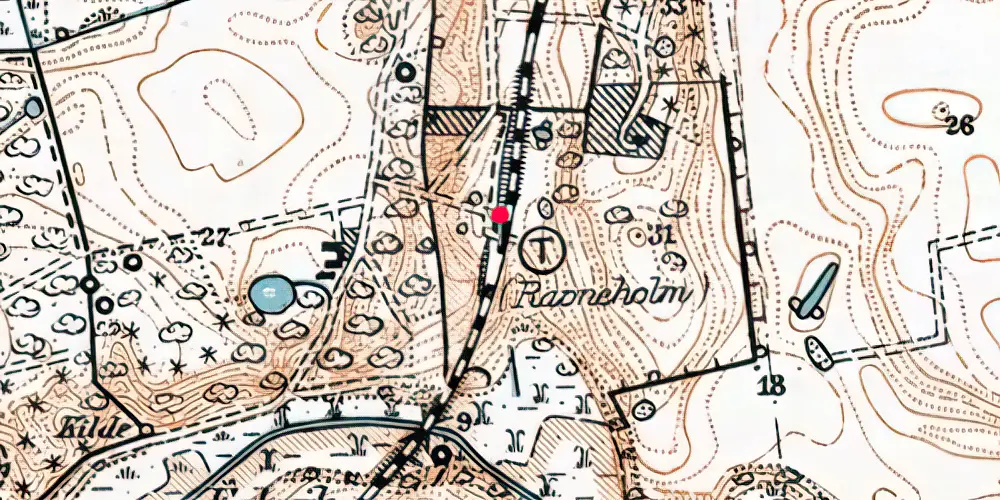 Historisk kort over Ravneholm Trinbræt