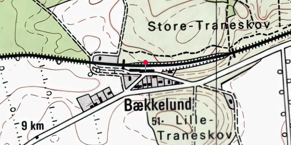 Historisk kort over Bækkelund Station [1922-1949]