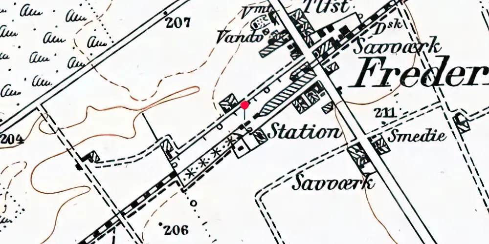 Historisk kort over Frederiks Holdeplads [1906-1922]