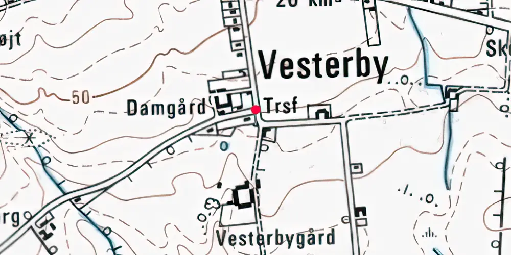 Historisk kort over Vesterby Billetsalgssted [1884-1886]