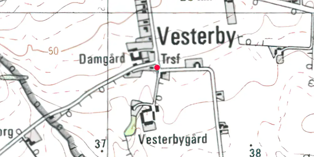 Historisk kort over Vesterby Billetsalgssted [1884-1886]